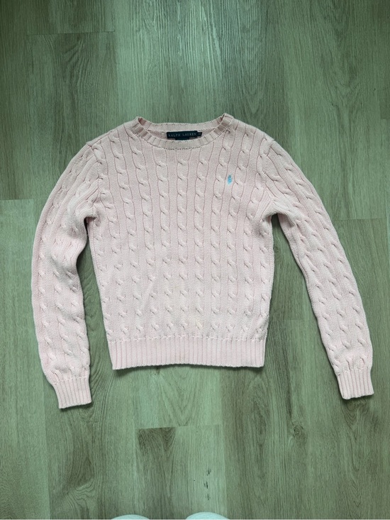 Ralph Lauren Sweaters - Ralph Lauren Light Pink Cable-Knit Crewneck Sweater